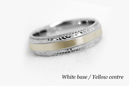 5mm Gold Filigree Edge Design with Twisted Milgrain Wedding Band for Men and Women | AT-0028