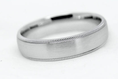 5mm 925 Silver Dome Brushed with Milgrain Edge Wedding Band for Men and Women | T-0029