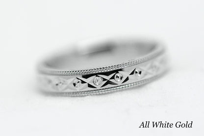 2.5mm 10K 14K 18K Gold Wedding Band with Filigree Centre for Men and Women | 0031