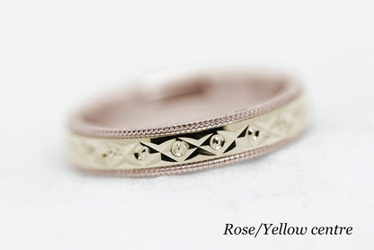 2.5mm 10K 14K 18K Gold Wedding Band with Filigree Centre for Men and Women | 0031