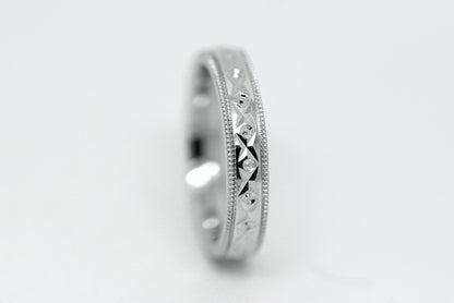 3mm Wedding Band with Filigree Design for Women and Men in 925 Sterling Silver | T-0031