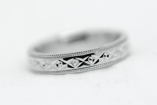 3mm Wedding Band with Filigree Design for Women and Men in 925 Sterling Silver | T-0031