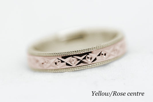 3mm Gold Wedding Band with Filigree Centre for Men and Women | 0031