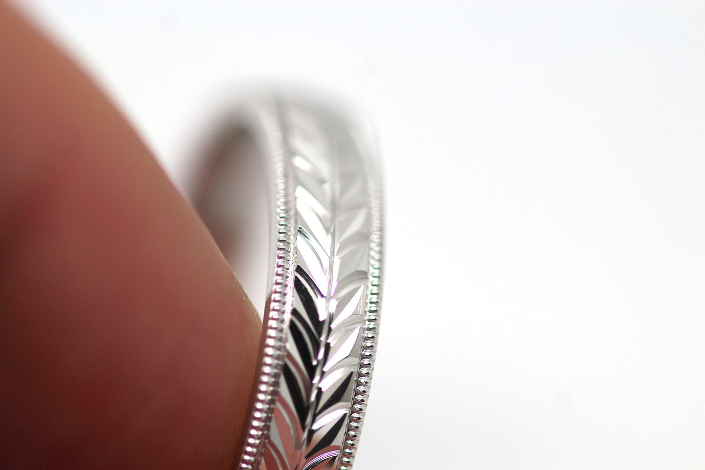 5mm 925 Silver Leafy Floral Design with Milgrain Wedding Band for Men and Women | AT-0032