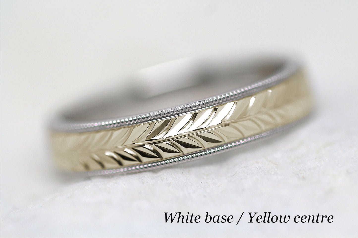 5mm Gold Leafy Floral Design with Milgrain Wedding Band for Men and Women | AT-0032