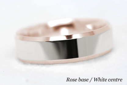 6mm Gold Beveled Polished Wedding Band for Men and Women | T-0035