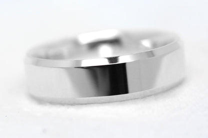 6mm 925 Silver Beveled Polished Wedding Band for Men and Women | T-0035