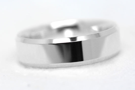 6mm 925 Silver Beveled Polished Wedding Band for Men and Women | T-0035