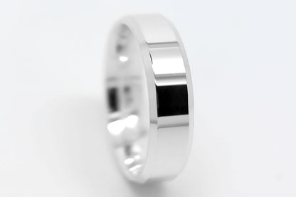 6mm 925 Silver Beveled Polished Wedding Band for Men and Women | T-0035