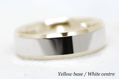6mm Gold Beveled Polished Wedding Band for Men and Women | T-0035