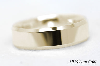 6mm Gold Beveled Polished Wedding Band for Men and Women | T-0035