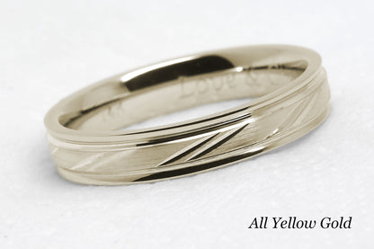 4mm Gold Wedding Band with Diagonal Design for Men and Women | AT-4127