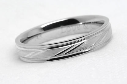 4mm 925 Sterling Silver Wedding Band with Diagonal Design for Men and Women | AT-4127