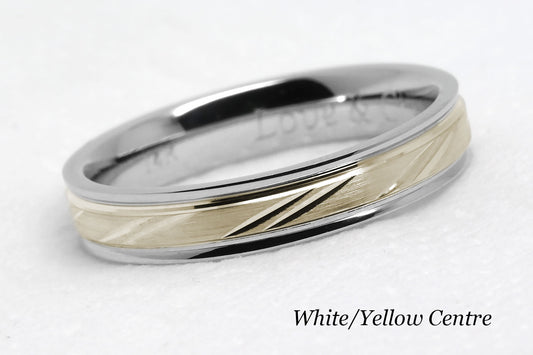 4mm Gold Wedding Band with Diagonal Design for Men and Women | AT-4127