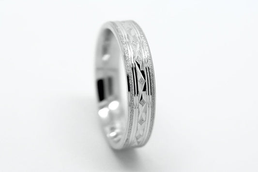 5mm 925 Silver Geometrical Sparkly Design Wedding Band for Men and Women | T-5001