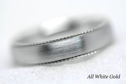 5mm Gold Dome Brushed with Twisted Edge Wedding Band for Men and Women | AT-5019