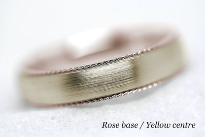 5mm Gold Dome Brushed with Twisted Edge Wedding Band for Men and Women | AT-5019