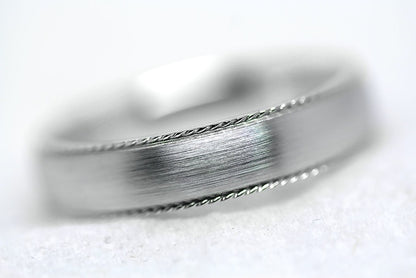 5mm 925 Silver Dome Brushed with Twisted Edge Wedding Band for Men and Women | AT-5019