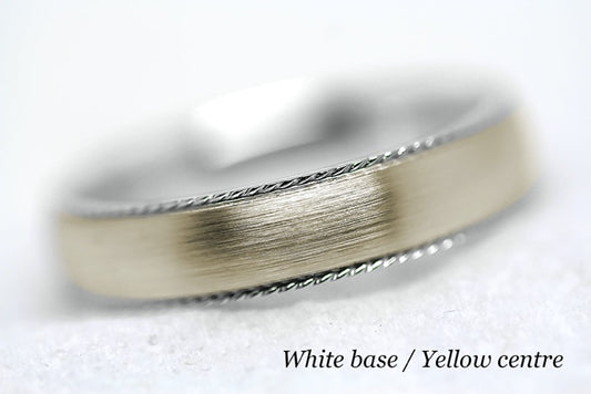 5mm Gold Dome Brushed with Twisted Edge Wedding Band for Men and Women | AT-5019