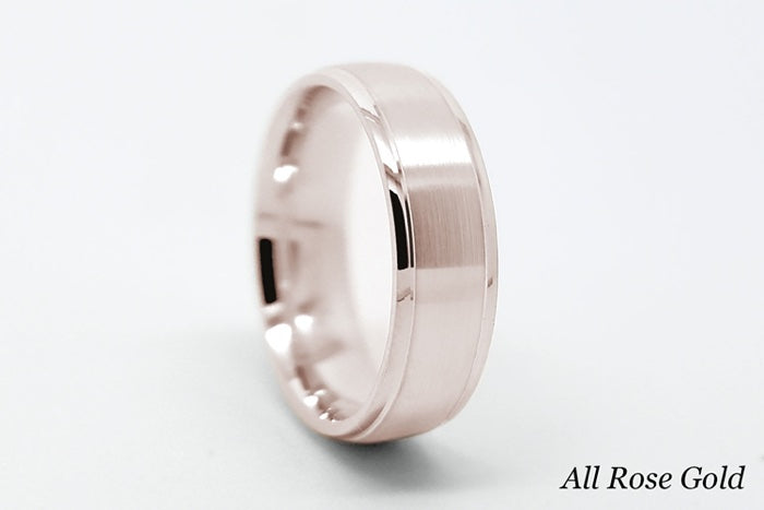 One Tone Rose gold ring with classic brushed finish