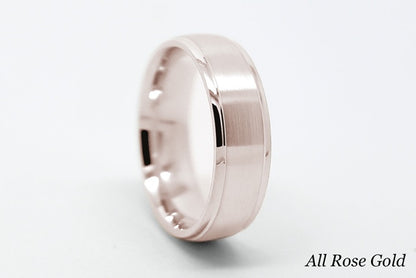 One Tone Rose gold ring with classic brushed finish