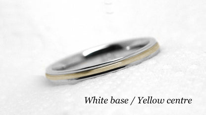 2mm Two Tone Gold Women's Wedding Band 10K 14K 18K | 2mm Solid Gold Wedding Band for Women. Classic Satin finish with Polished edges gives this gold ring an elegant and classic look.