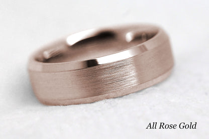 5mm Gold Beveled Brushed Wedding Band For Men and Women | AT-6034