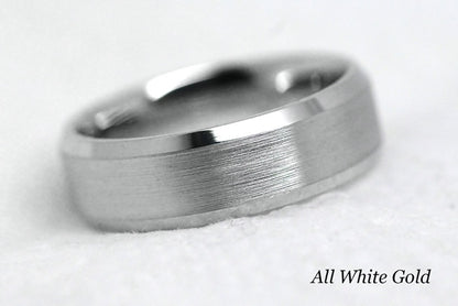6mm Gold Beveled Brushed Wedding Band for Men and Women | 6034