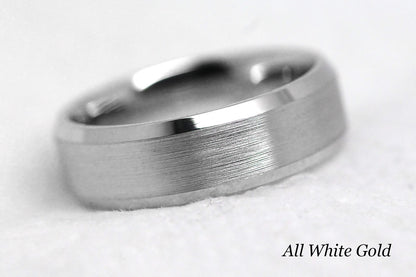 5mm Gold Beveled Brushed Wedding Band For Men and Women | AT-6034