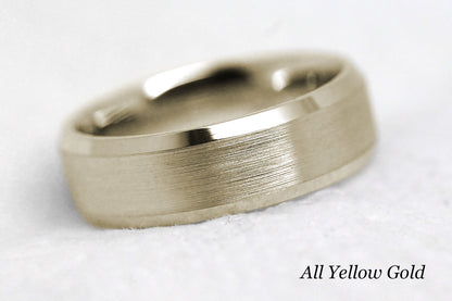 5mm Gold Beveled Brushed Wedding Band For Men and Women | AT-6034