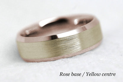 6mm Gold Beveled Brushed Wedding Band for Men and Women | 6034