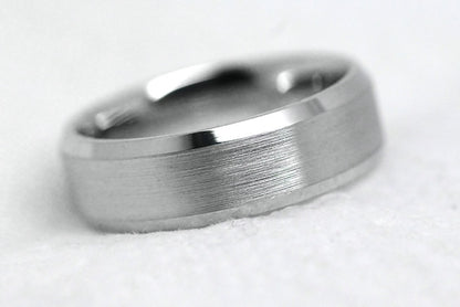 6mm 925 Silver Beveled Brushed Wedding Band for Men and Women | 6034