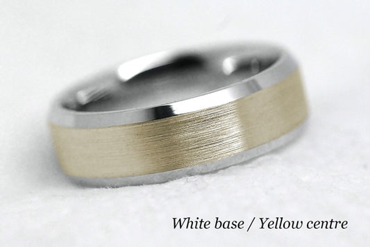 6mm Gold Beveled Brushed Wedding Band for Men and Women | 6034