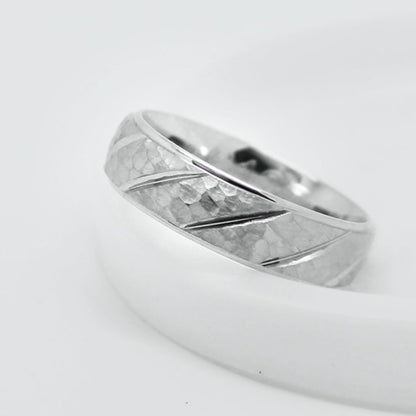 6mm 925 Silver Hammered Wedding Band for Men and Women | 6137