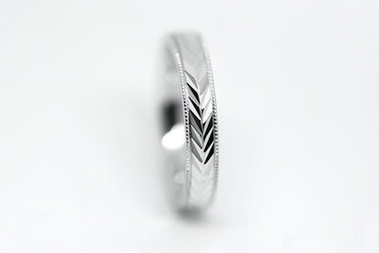 3mm 925 Sterling Silver  Wedding Band for Women with Wheat Design Faceted | AT-6262