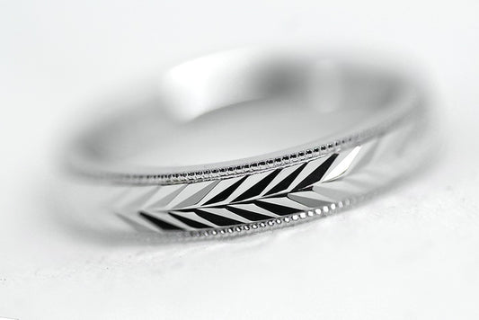 3mm 925 Sterling Silver  Wedding Band for Women with Wheat Design Faceted | AT-6262