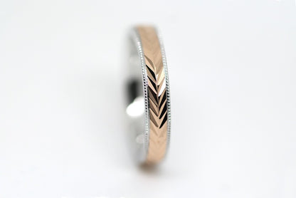 3mm Solid Gold Wedding Band for Women Wheat design Faceted | AT-6262