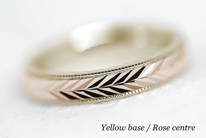 3mm Solid Gold Wedding Band for Women Wheat design Faceted | AT-6262