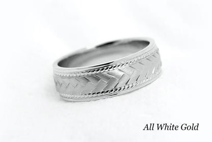 6mm Gold Braided Wedding Band for Men and Women with Twisted Milgrain | AT-6672