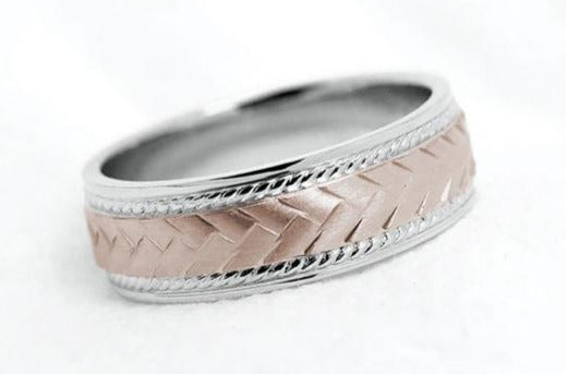 6mm Gold Braided Wedding Band for Men and Women with Twisted Milgrain | AT-6672