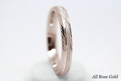 3mm Gold Wedding Band for Men and Women with Filigree Edge | T-6673