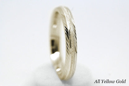 3mm Gold Wedding Band for Men and Women with Filigree Edge | T-6673