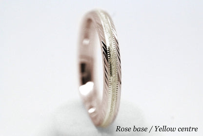 3mm Gold Wedding Band for Men and Women with Filigree Edge | T-6673