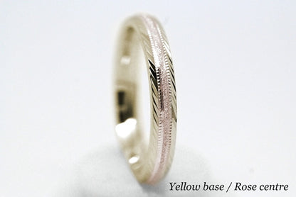 3mm Gold Wedding Band for Men and Women with Filigree Edge | T-6673