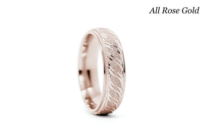 6mm Gold Filigree Sparkly Wedding Band for Men and Women | 6674