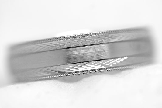 6mm 925 Silver Brushed with Filigree Edge Wedding Band for Men and Women | 6680