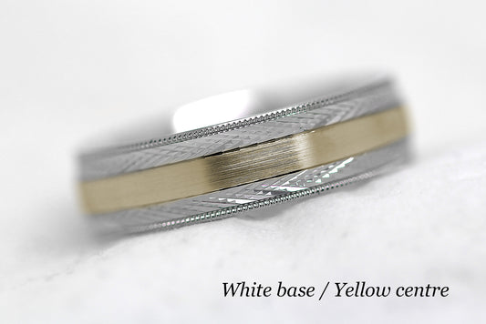 6mm Gold Brushed with Filigree Edge Wedding Band for Men and Women | 6680