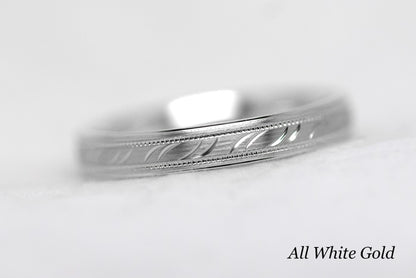 3mm Gold Filigree Wedding Band for Men and Women | AT-6693