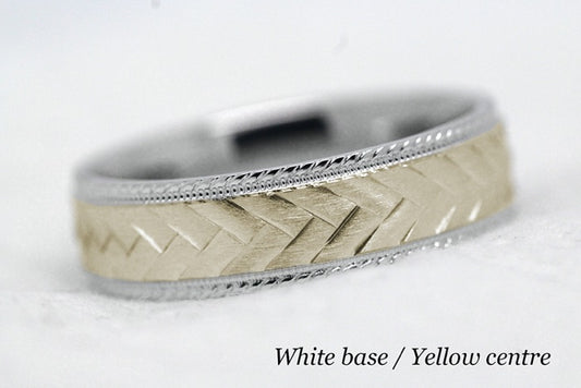 6mm Gold Braided Wedding Band for Men and Women with Milgrain | 6714