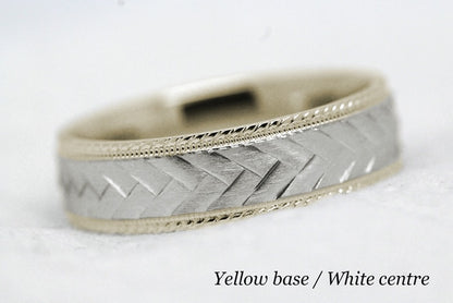 6mm Gold Braided Wedding Band for Men and Women with Milgrain | 6714